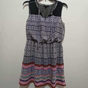 Bebop Black White Geometric‎ Print Sleeveless Lace Dress - Women's Size XL